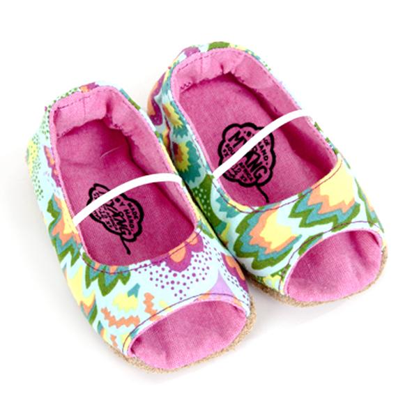 Handmade Girls Peep Toe Baby Shoes - Bright Retro (South Africa)